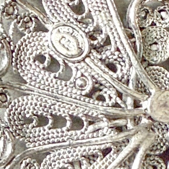 DGS Sterling Silver Filigree Butterfly Pendant 1.75 12gr Lace Black Velvet Cord - Picture 6 of 7